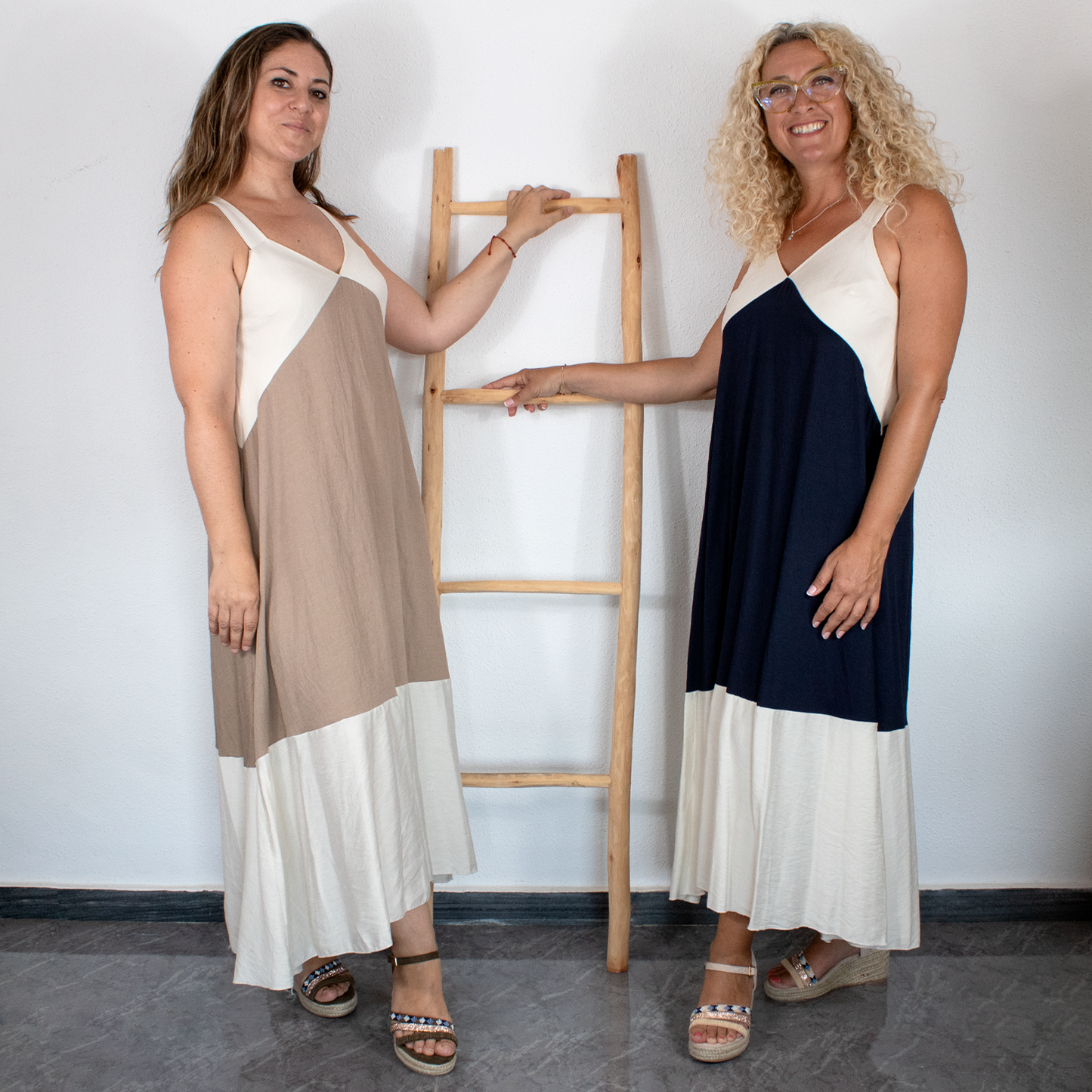 Vestido amplio bicolor