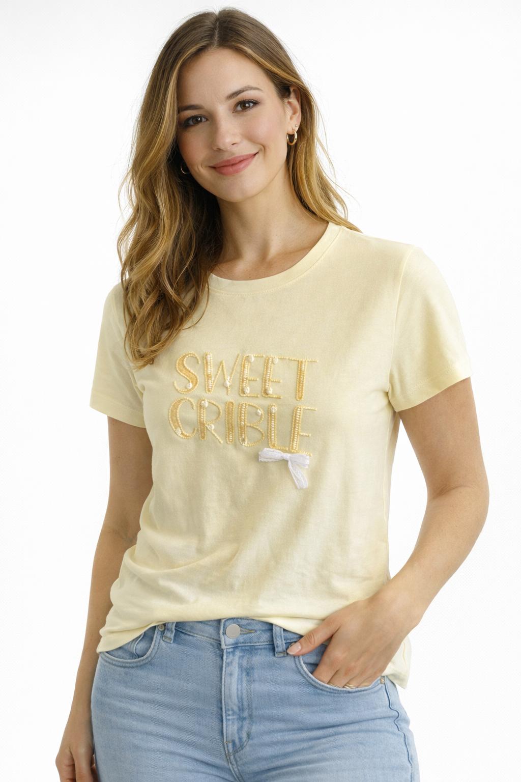 Camiseta Mujer manga corta amarilla "Sweet Crible"