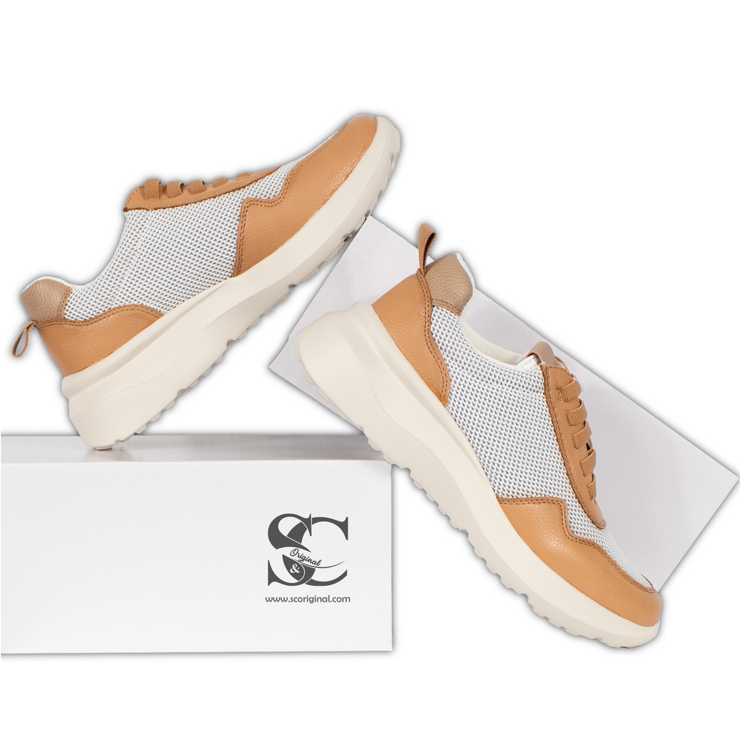 Zapatilla deportiva mujer modelo "viru" elástico ocre