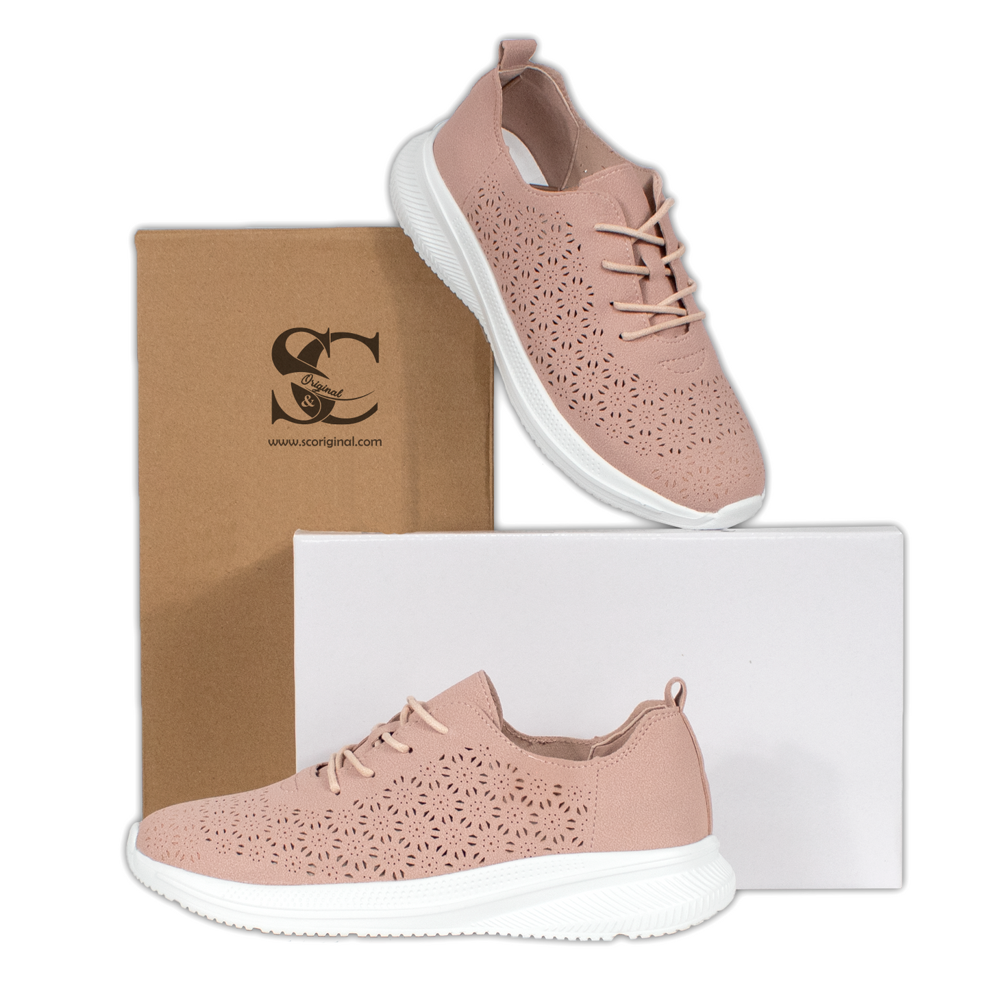 Zapatilla deportiva mujer modelo "viru" floral rosa