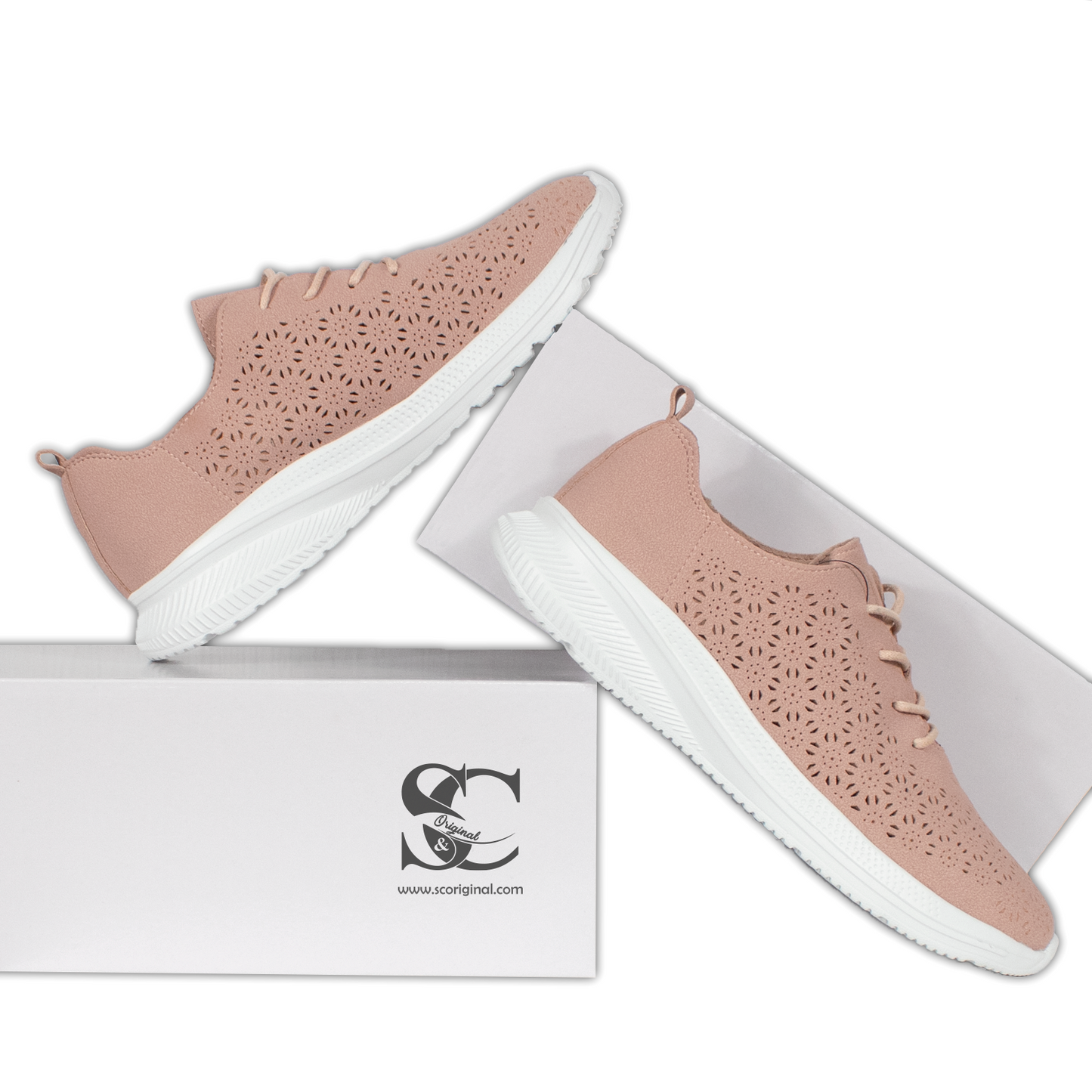 Zapatilla deportiva mujer modelo "viru" floral rosa