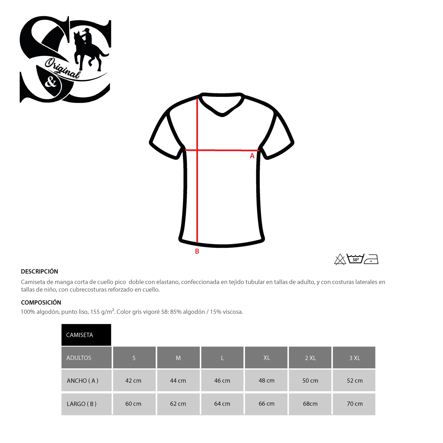 Camiseta pico manga corta negro