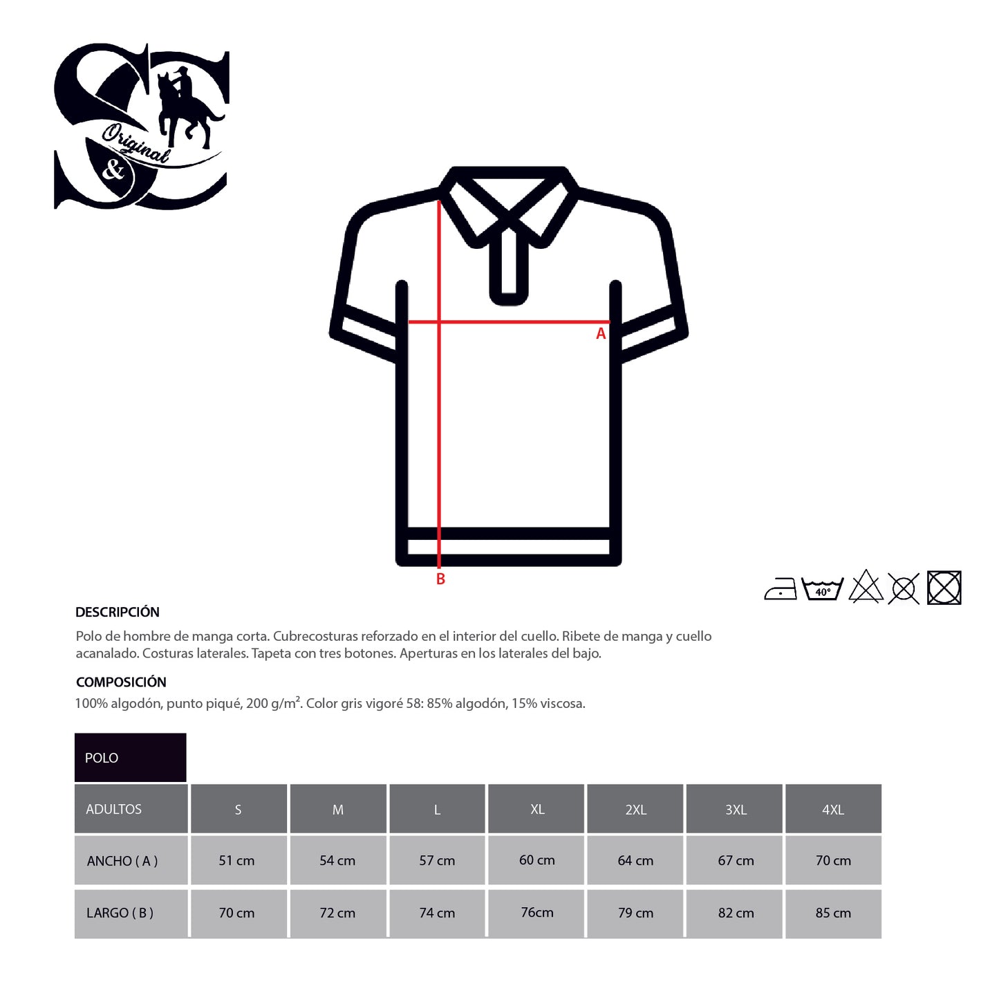 Polo manga corta Negro