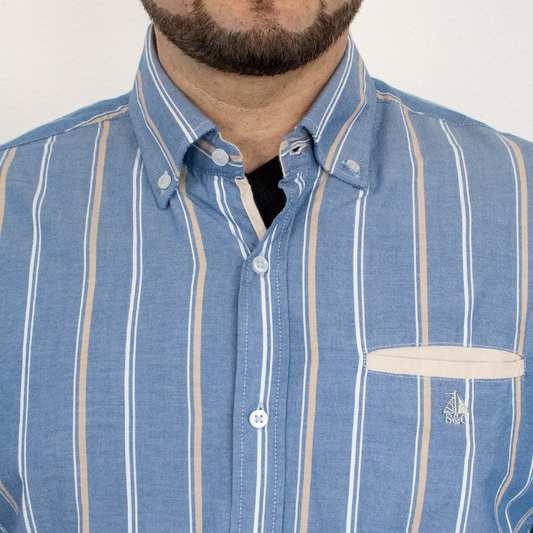 Camisa rayas azul y beige