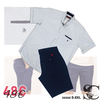 Conjunto camisa estampado marino con bermudas marino