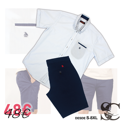 Conjunto camisa puntos marino con bermuda marino