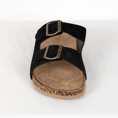 Sandalia bio doble hebilla negra