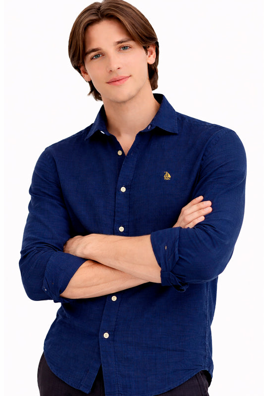 Camisa Lino de hombre Azul Marino