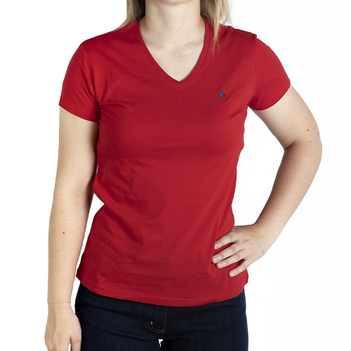 Camiseta pico manga corta roja