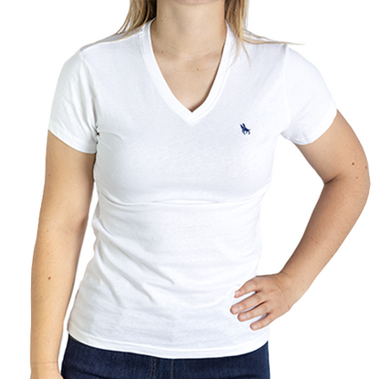 Camiseta pico manga corta blanca