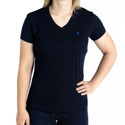 Camiseta pico manga corta azul marino