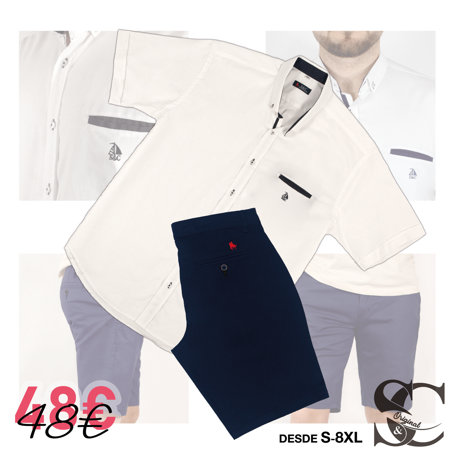 Conjunto camisa blanca con bermudas marino