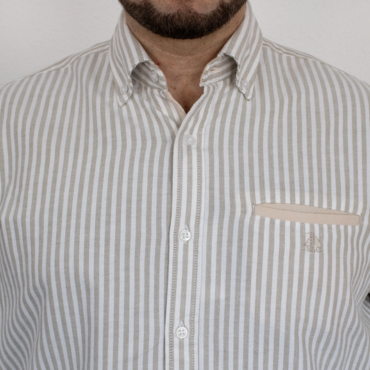 Camisa a rayas beige/kaki