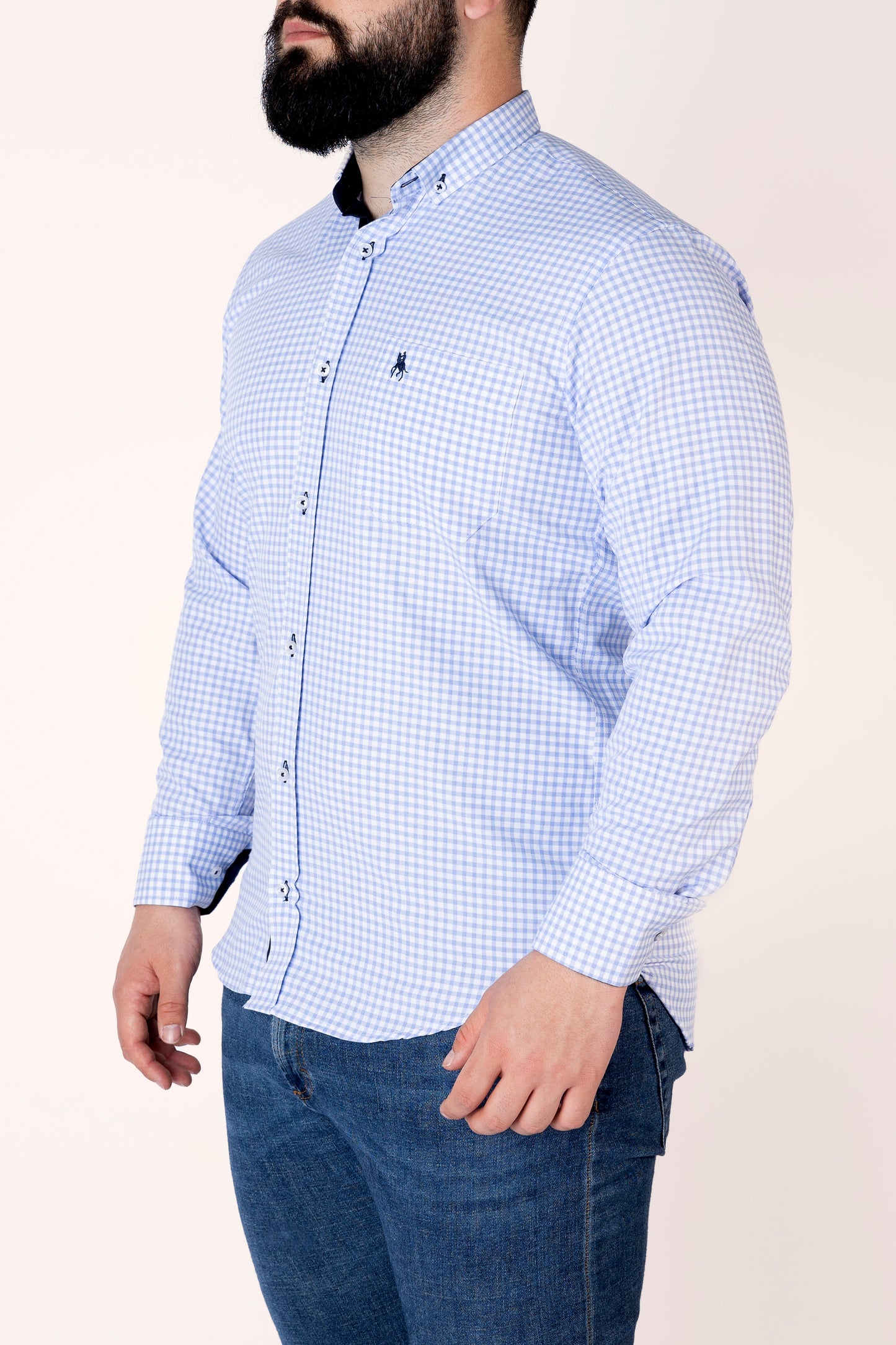 Camisa cuadros celeste