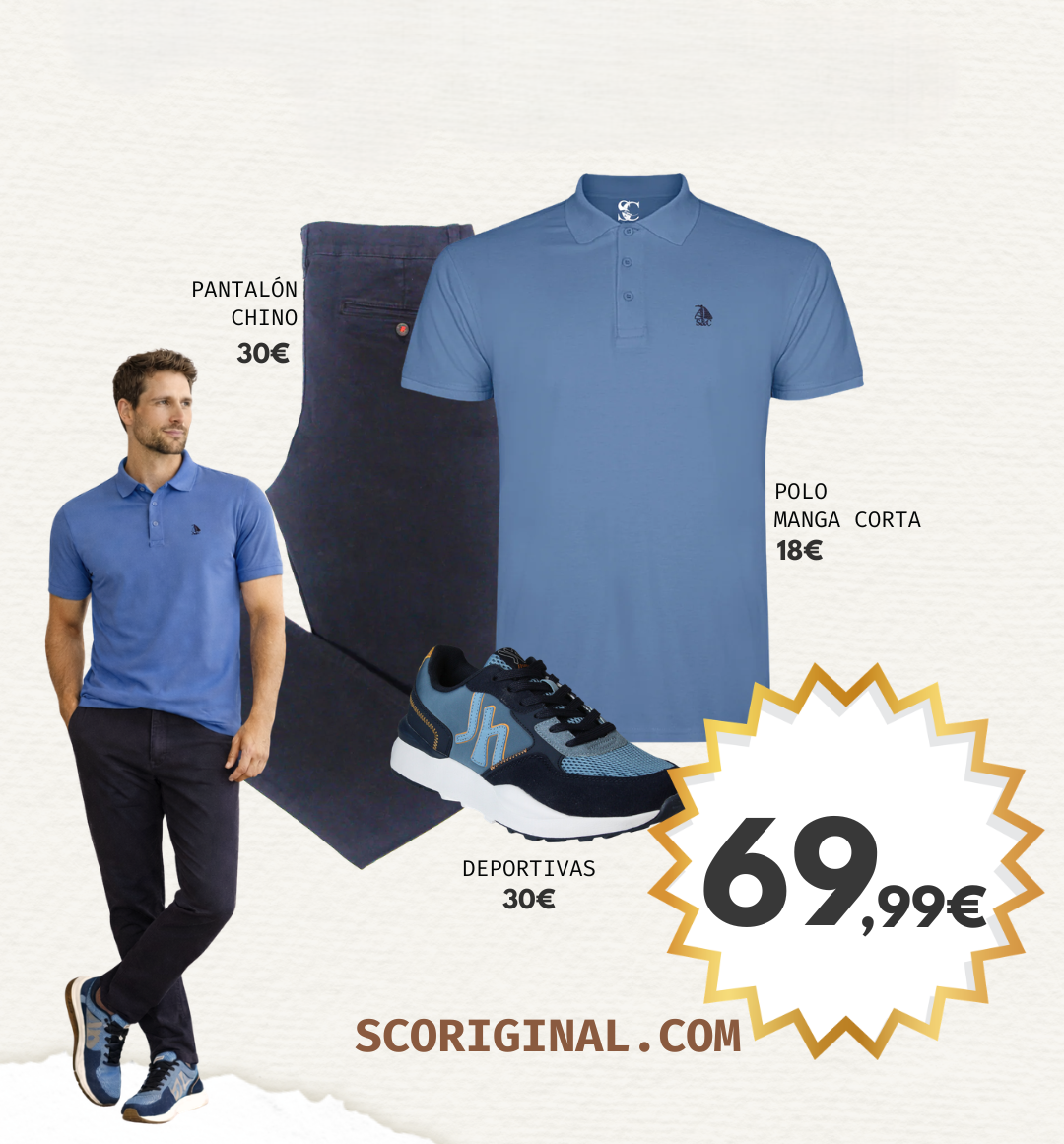 Conjunto 4 polo, chino y deportivas