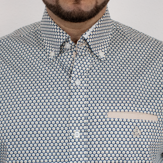 Camisa estampada marino/beige