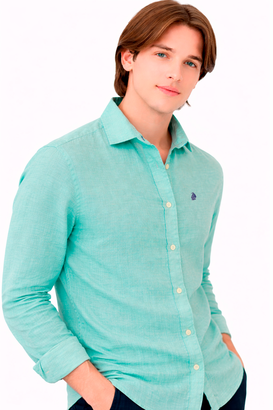 Camisa Lino de hombre Verde