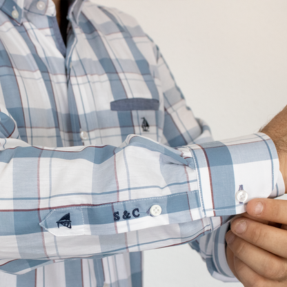 Camisa cuadros azul y blanco