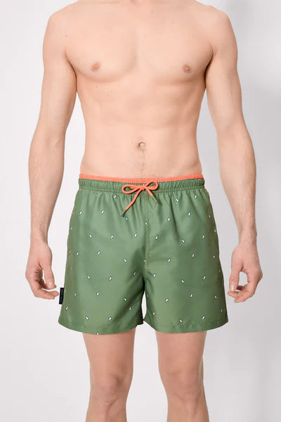 Bañador estampado pingüinos verde Ysabel Mora