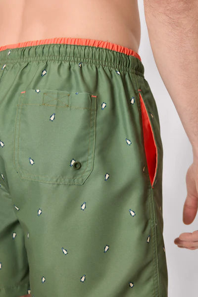 Bañador estampado pingüinos verde Ysabel Mora