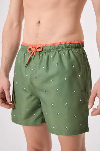 Bañador estampado pingüinos verde Ysabel Mora
