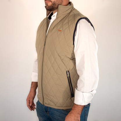 Chaleco Hombre Rombos Beige con Bandera