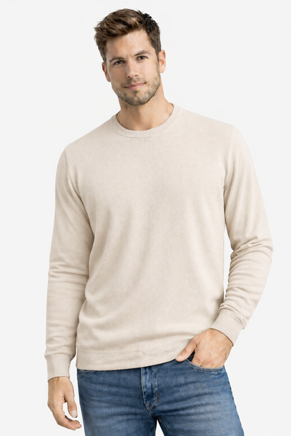 Jersey cuello redondo básico Beige