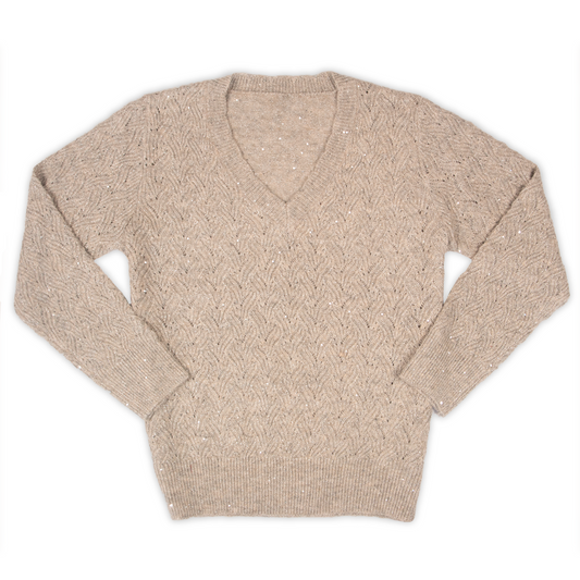 Jersey Mujer "Destello" Cuello Pico Beige