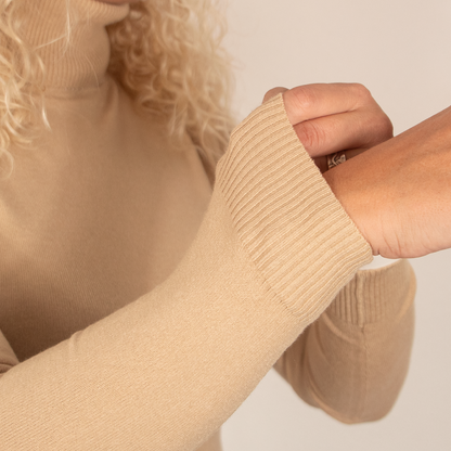 Jersey de Mujer Cuello Vuelto Beige