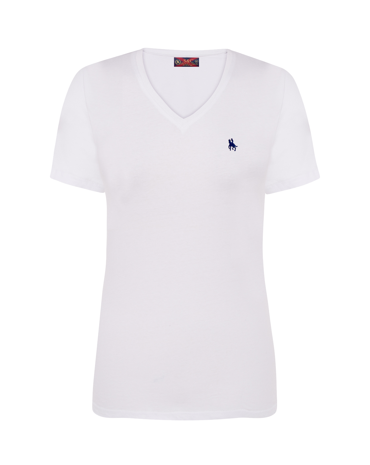 Camiseta pico manga corta blanca