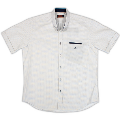 Conjunto camisa circulos amarillos y azul con bermudas marino