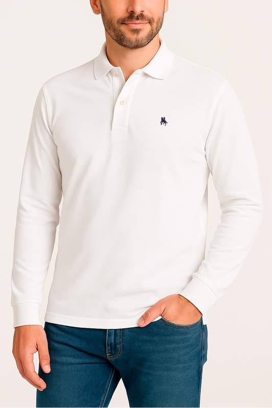 Polo Premium de manga larga blanco