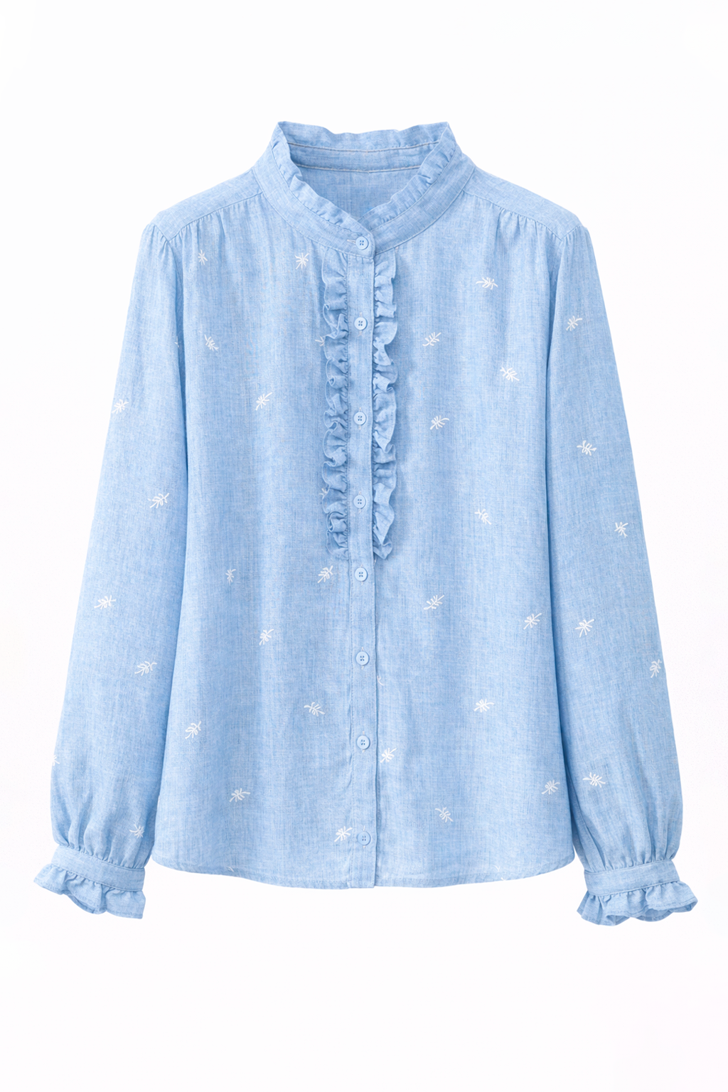 Blusa celeste detalle fruncido