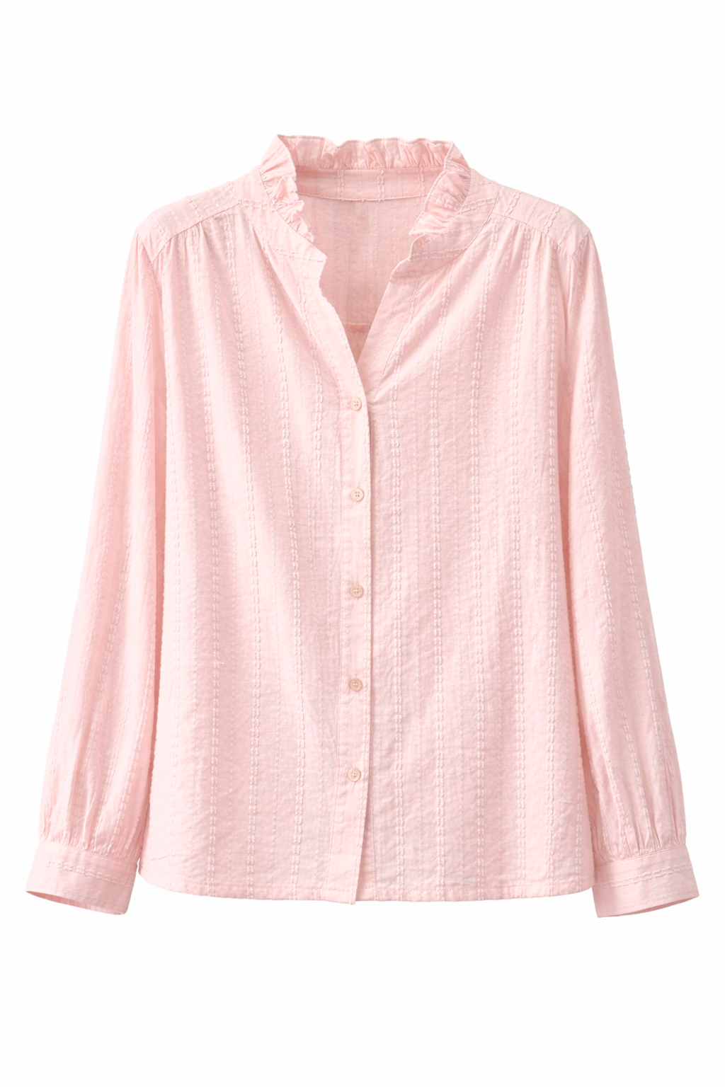 Blusa celeste con cuello fruncido