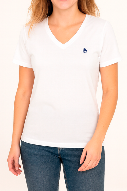 Camiseta pico manga corta blanca