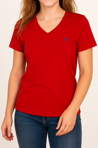 Camiseta pico manga corta roja