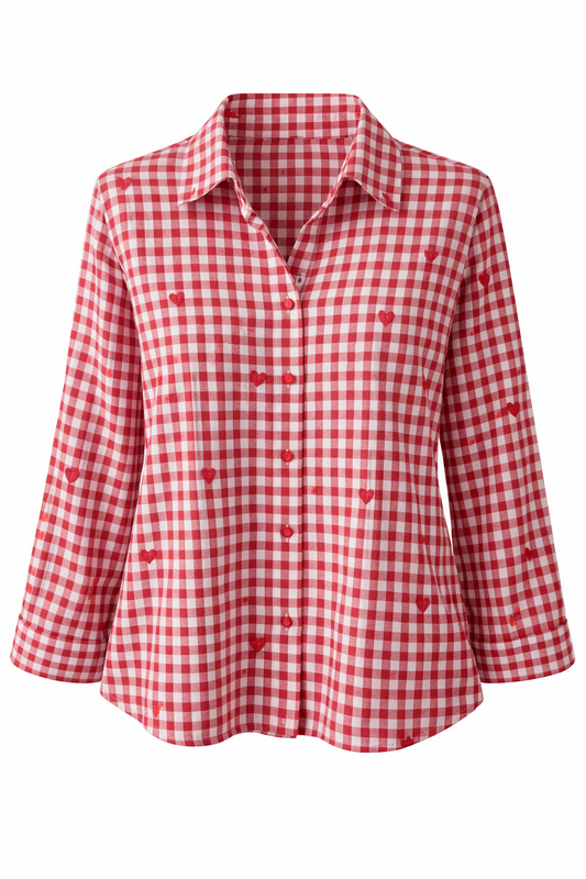 Camisa cuadros rojos con corazones