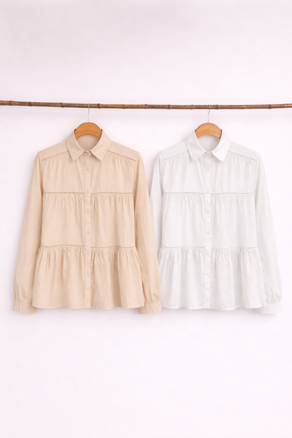 Camisa Beige con volantes