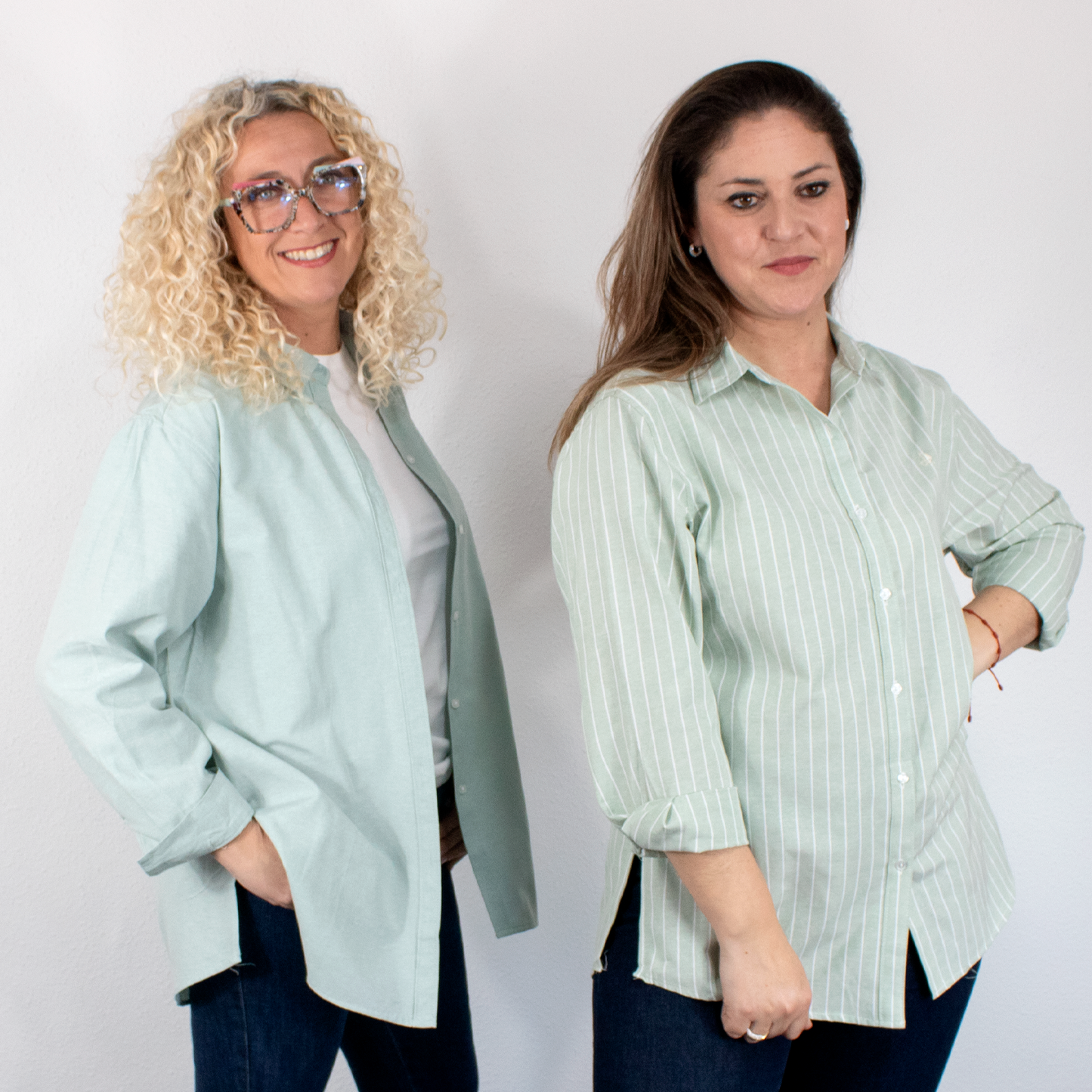 Camisa oversize de mujer Verde Rayas