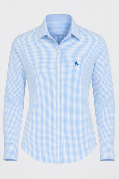 Camisa mujer cuadros celeste