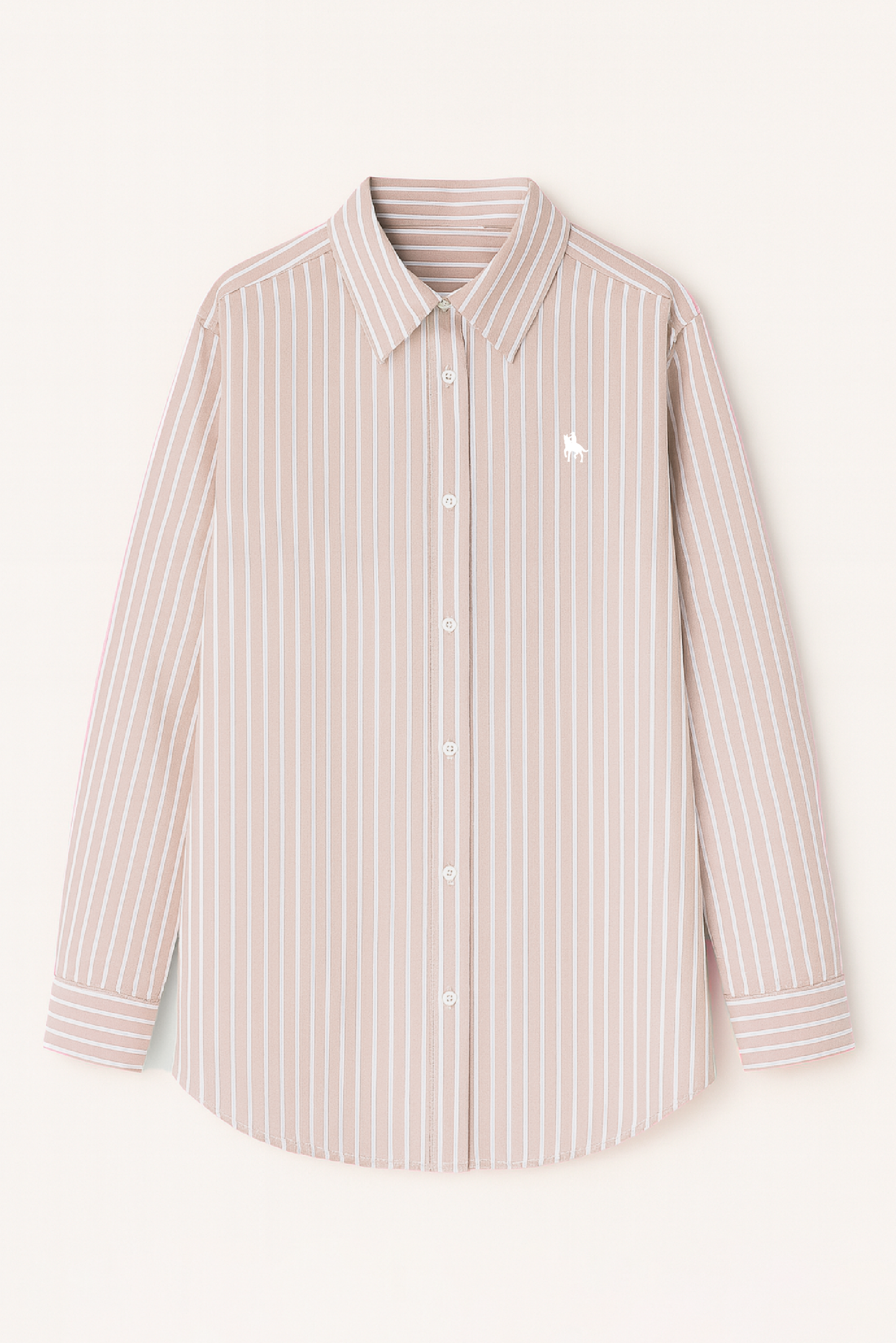 Camisa Mujer Oversize rayas Beige