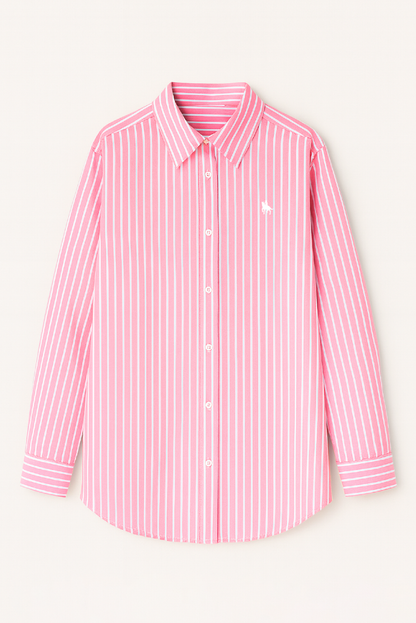 Camisa Mujer Oversize rayas Rojo Invierno