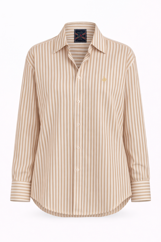 Camisa beige rayas oversice