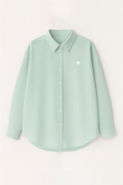 Camisa oversize de mujer Verde Rayas
