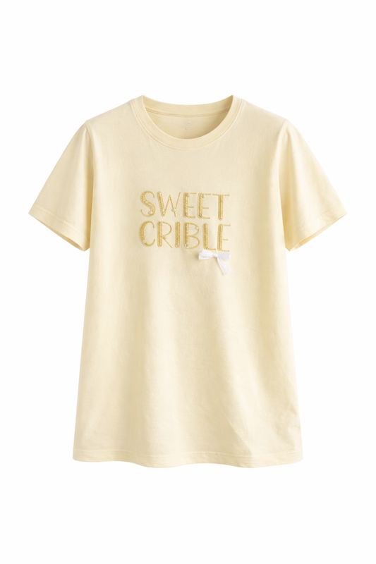 Camiseta Mujer manga corta amarilla "Sweet Crible"