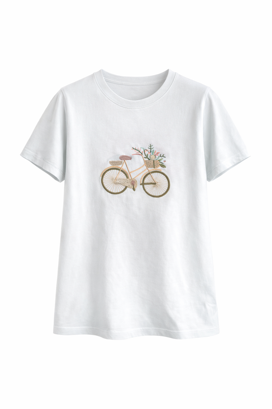 Camiseta Mujer manga corta blanca "Bicicleta"