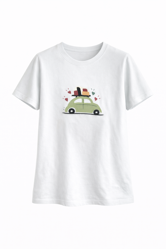 Camiseta Mujer manga corta blanca "Coche"