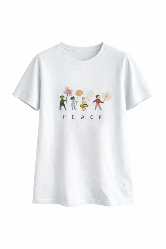 Camiseta Mujer manga corta blanca "Peace"
