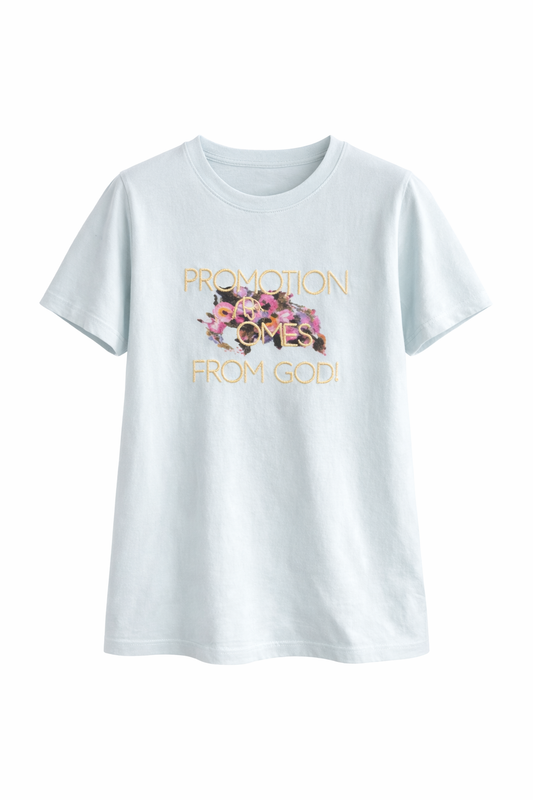 Camiseta Mujer manga corta blanca "Promotion comes from good"
