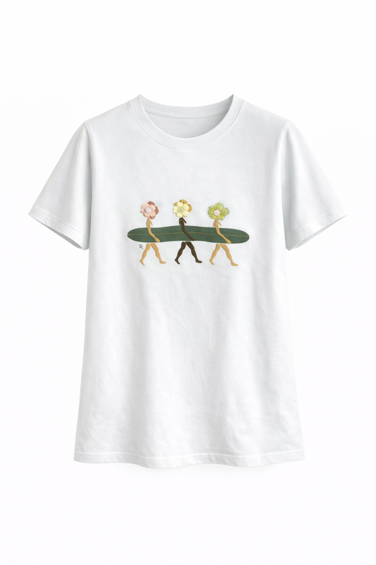 Camiseta Mujer manga corta blanca "Surf"